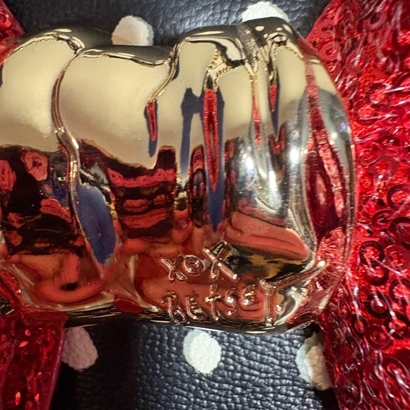 Betsey Johnson Black and White Polka Dot Bag with Red Bow - Picture 3 of 8